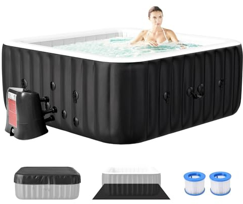 Obqer Hot Tub Aufblasbar für 6 Personen, 2400W In/Outdoor | SPA Pool Winterfest Mit 130 LuftdüSen, Frostschutz, 910 Liter, Auslaufsichere, Energiesparend, Bubble Spa & Wellness Massage