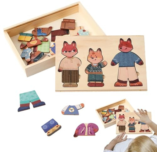 Dress Up Games Animal Design, Dress Up Dolls, Wooden Educational Board Puzzles, Match Play Outfits for Kids, Preschool Classroom, Pretend Play Toy