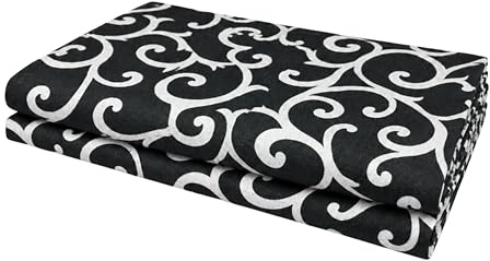 VKZ Copriletto Granfoulard 180 x 280 cm, Telo Copritutto Multiuso per Letto e Divano, Gran Foulard per Divano, Fantasia Barocca Nero