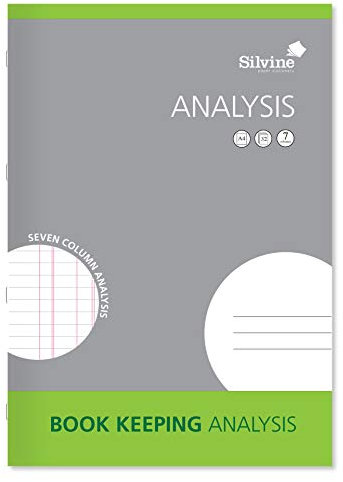 Silvine A4 Book Keeping Analysis, 32 Pages Printed 'Analysis' 7 Columns - Ref SJA4A