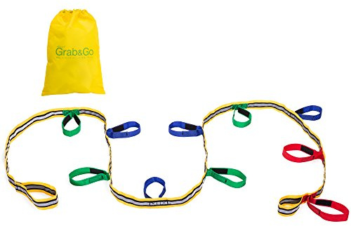 Walkodile Grab & Go Children's Walking Rope (10 child). Teacher Designed. Extra Safety Feature on Handles. Strong Fabric & Heavy Duty Stitching. Includes Learning Games for Walks Guide