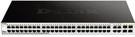 D-Link DGS-1210-48/E 48-Port Smart Managed Gigabit Switch (48x 10/100/1000Mbit/s, 4x Glasfaser SFP/Combo-Ports, lüfterlos & energiesparend) - Nur EU-Netzkabel