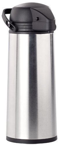 Rosenstein & Söhne Pumpkanne 1 Liter: Edelstahl-Pump-Vakuum-Isolierkanne, 1,9 Liter (Thermokannen zum Pumpe, Isolierkanne mit Pumpsystem, Isolierbecher)