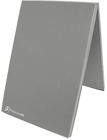 ProsourceFit Bi-Fold Folding Thick Exercise Mat 6’x2’ with Carrying Handles for MMA, Gymnastics Core Workouts, Grey