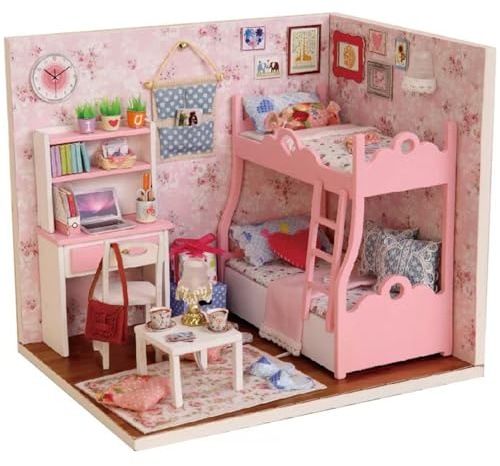 Itian Hölzernes DIY Dollhouse Mini handgemachtes Installationssatz für Mädchen Märchen Hauptdekoration Haus