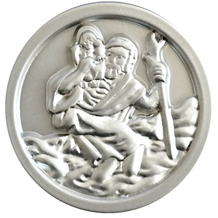Butzon & Bercker Christophorus Plakette - Selbstklebende Auto-Plakette | Schutzengel für das Auto aus Metall - Relief-Plakette mit Klebepad - Christophorus-Anhänger für PKW & LKW