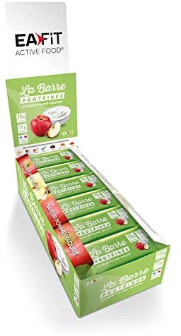 Barres protéinées EAFIT | Proteine barre, Fitness, musculation| Nutrition sportive saine pour prise de muscle | Faible en sucre | 15g de protéines | Pomme/yaourt | 24 barres de 46g | Marque Française