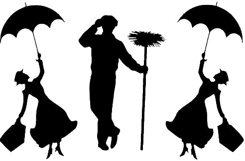 Pack of 6 Flying Nanny Inspired Novelty Wall Sticker/Car Sticker/Laptop Sticker