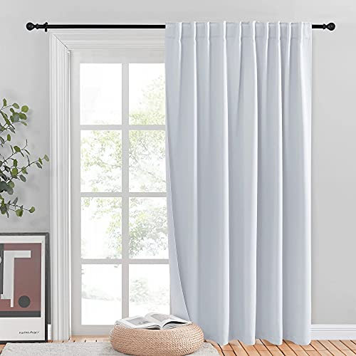 NICETOWN Wandteiler, Terrassentürvorhang, vertikale Jalousien, Lichtfilterung, Raumteiler, Vorhang zum Schutz von Möbeln (Grauweiß, 203,2 cm breit x 213,4 cm lang, 1 Stück)