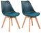 Happy Garden Lot de 2 chaises de Salle à Manger Style scandinaves Nora Bleues avec Coussin, chaises de Cuisine, chaises rembourrées, Pieds en Bois de hêtre Massif