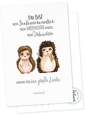 Postkarte Igel - Du bist mein Seelenverwandter, einfach mein größter Schatz