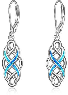 YFN Keltische Knoten-Ohrringe aus Sterlingsilber Viel Glück irischer keltischer Knoten Vintage-Ohrringe für Frauen (Blau)