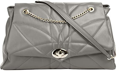 Cluty Umhängetasche echt Leder Damen | Made in Italy | Elegante Schultertasche mit Kettendetails | Crossbody Bag mit Drehverschluss | 021205