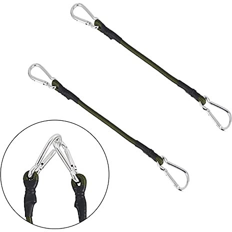 2 Stück elastische Bungee-Schnüre mit Karabiner-Clips, Bungee-Gurte für Abdeckplane, wasserdicht, robust, für Wohnwagen, Camping, Gepäck, Reisen, Motorrad, Auto, Kofferraum, Fahrrad-Sicherung (30 cm)