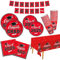 Graduation Party Supplies Gatherfun 2025 Graduation Party Dinnerware Set Red Disposable Paper Plates Napkins Cups Tablecloth Banner for Congrats Grad Party Decorations, Serve 25
