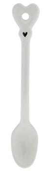 Bastion Collections Löffel small little Heart Keramik weiss L10cm Espressolöffel Mokkalöffel BC Spoon small Küche gedeckter Tisch