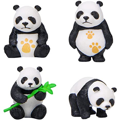 Rolin Roly 4Pcs Mini Panda Figur Miniatur Garten Figuren Mini Harz Dekorationen Micro Landschaft Tiere Feengarten Zubehör für DIY Heim Garten BÜRo Desktop Dekoration