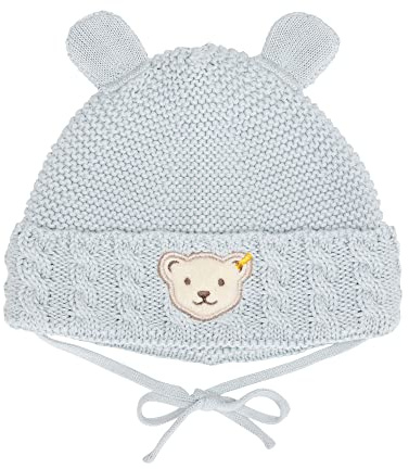 Steiff Unisex Baby Basic Bommel Beanie-Mütze, Celestial Blue, 37