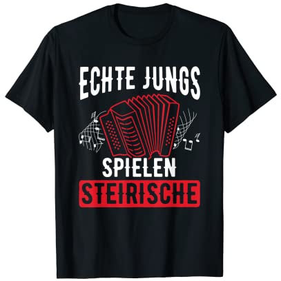 Echte Jungs Spielen Steirische Ziehharmonika Akkordeon T-Shirt