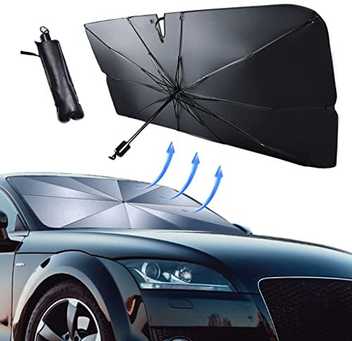 JDWBT Parasol Coche Delantero Grande, Parasol Parabrisas Coche Plegable, Parabrisas del Coche Sombrilla, Protector con Anti UV Rayos (L-55x31in)
