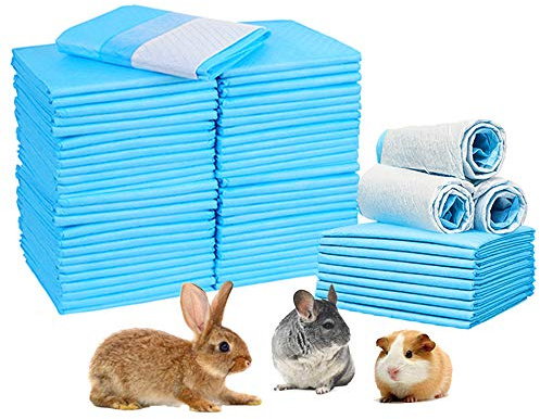 Amakunft Rabbit Pee Pads, Pet Toilet/ Potty Training Pads, Super Absorbent Guinea Pig Disposable Diaper for Hedgehog, Hamster, Chinchilla, Cat, Reptile and Other Small Animal (Blue, 20pcs-18x13)