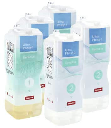 Miele 11717010 UltraPhase Sensitive Detersivo per Lavatrice, Detergente per Capi Colorati, Bianchi e Scuri, Delicato sulla Pelle, Scorta per 6 Mesi con 3 x UltraPhase 1 e 2 x UltraPhase 2