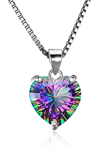 HCMA Trendy 925 Silber Schmuck Halskette Herzform Topas Edelstein Anhänger für Frauen Hochzeit Verlobungsfeier Schmuck Geschenk