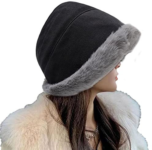Flauschiger Fischerhut, warmer flauschiger Fischerhut für Frauen, Fischerhut Damen Wollfellhut Mädchen Winterhut Fischerhut Warm Winddichte Kappe