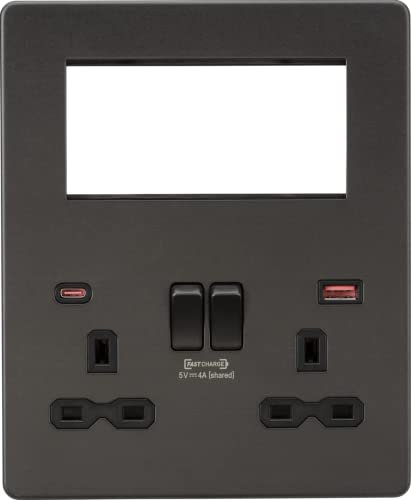 Screwless Small Multimedia Combination Plate with FASTCHARGE - Smoked Bronze