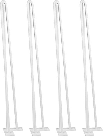 THINFAR Tischbeine aus Haarnadel, Tischbeine aus 4 Stück, Haarnadelbeine aus Stahl, DIY Tischbeine aus Metall (3 Stangen, 71 cm, weiß)