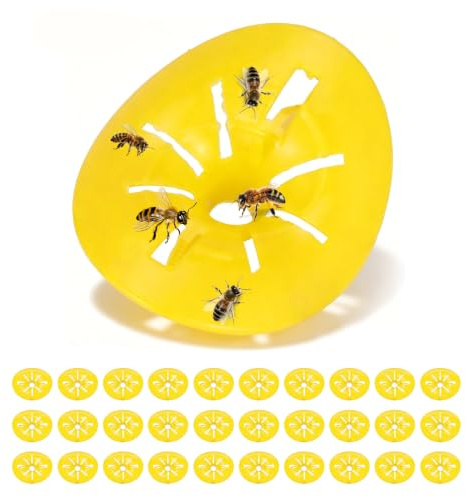 30 Piezas Trampa para Avispas, Trampa Avispas Exterior Reutilizables | Trampa Velutina Patrón De Diseño, Atrapa Avispas Exterior Puedes Hacerlo Mismo, Colector De Abejas Embudo (Amarillo)