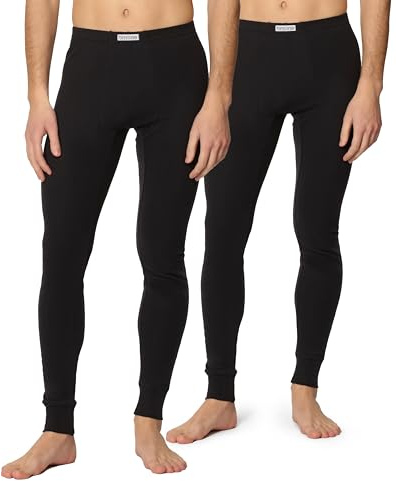 Timone Termo Lange Unterhosen Herren warm und bequem aus Baumwolle Thermounterhose Knöchellänge für kalte Tage Winter Herren Unterwäsche TI30-127 (2er Pack Schwarz/Schwarz, XL)