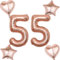 Rosegold Luftballons Zahl 55+4 pcs herz/stern Folienballon Zahl 55 .Geburtstag frau mädchen,55 Riesenzahl Ballons 55 .geburtstagsdeko frauen,Zahlenballon 55, Helium Ballons 55 Zahlen Luftballon