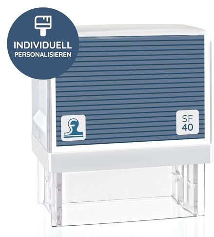 stempel-fabrik Personalisierter Adresstempel SF40 57x21 mm (6 Zeilen) Firmenstempel/Stempel personalisiert/Arztstempel mit Stempelkissen (Dunkelblau)