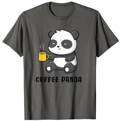 Divertido panda de la mañana. Oso panda de café Camiseta