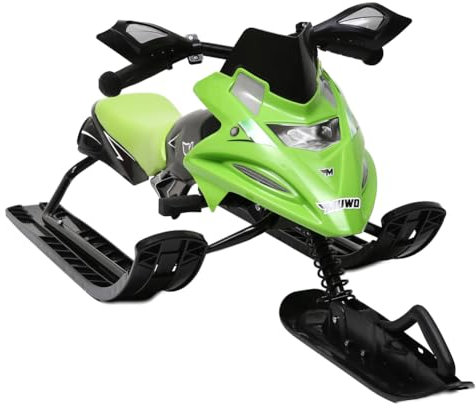 MUWO Snowracer Lenkschlitten mit Zugseilautomatik und Handbremse für Kinder und Jugendliche, Ski-Bob zum Pistenfahren, Rennrodeln (grün)