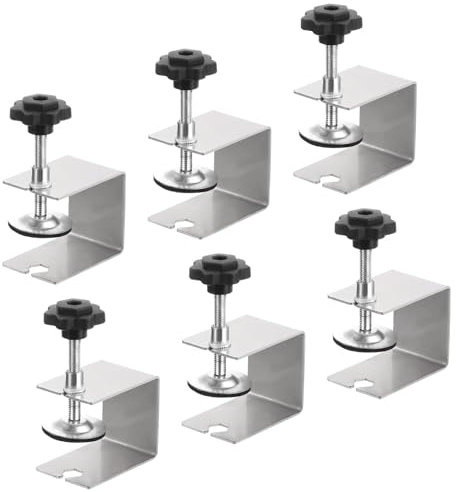 sourcing map Drawer Front Installation Clamps, Stainless Steel Cabinet Jig C Clamps for Tables Desks, 6Pcs