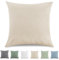 TOCOMOA Kissenbezug 80x80 cm 2er Set - 100% Gewaschene Baumwolle Kissenbezüge Oeko-TEX Zertifiziert, Leinenoptik und Atmungsaktiv Kissenhülle, Sand Kopfkissenbezug mit Reißverschluss