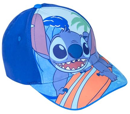 Disney Stitch Baseball Cap für Mädchen, Sommermütze für Kinder mit Stitch und Angel Hut, Geschenk für Mädchen (DE/NL/SE/PL, Numerisch, 53, Blau)