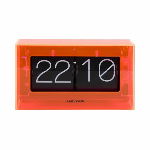 Karlsson Tischuhr Boxed Flip - Orange - 20.7x7.1x11.7cm - Rechteck - Acryl - Standuhr - Tisch Uhr