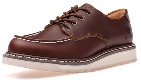 SL-Saint Chaussures en Cuir de Vache pour Hommes, Souples et élégantes, à Bout MOC, Classiques et soudées Goodyear-Welted (Marron, Adulte, Homme, 42.5, Numérique, Système Taille Chaussures EU, Moyen)