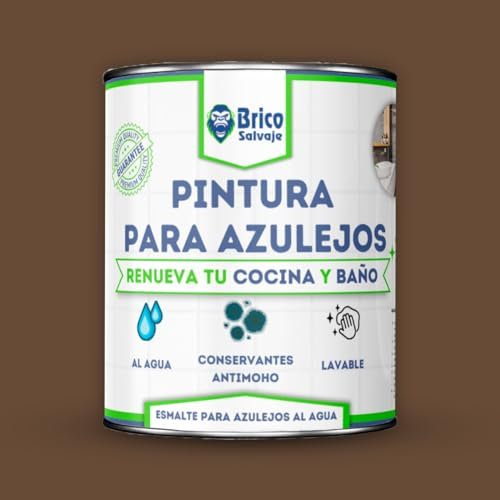 BRICOSALVAJE Pintura para Azulejos Cocina y Baño al Agua SATINADO | Sin Imprimación | Lavable | Gran dureza (Tabaco, 750 ML)