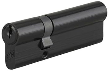 FTH - Cylindre de serrure double entrée 5G, 30x65mm, cylindre et clés en laiton, finition du cylindre en noir mat, protection contre l'arrachement, 3 clés crantées
