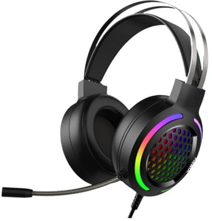 RORPOIR Cuffie Da Gioco Con Luce Led Rgb Isolamento Acustico Comode Nere Per Console