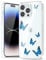 Svanove for iPhone 14 Pro Case Flower, Girly Cute Clear Floral Aesthetic Design, Slim Thin Transparent Hard Shell Plastic Phone Case for Women Girls, Trendy Elegant Pattern, Blue Butterfly