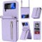 ZHOZEXIN Compatible with Samsung Galaxy Z Flip 4 Stand Stylish Flip Protective Pu Leather Case,wallet case with zip,Card Slot,cash compartment, phone case with Cord for Galaxy Z Flip 4 (Purple)