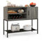 GOPLUS Sideboard Küche, Küchenschrank mit abnehmbarem Weinregal, Buffetschrank mit Metallablage, Konsolentisch Aufbewahrungsschrank für Küche, & Wohnzimmer, 100 × 35 × 83 cm (Grau)