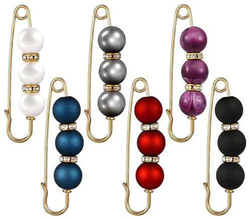 Broschen Für Kleidung,Perlen Broschen Für Kleidung,6PCS Perlen Sicherheitsnadeln Groß,Perlen Brosche,Brosche Damen,Broschennadeln,Damenbrosche,Kunstperlenbrosche,Brooches for Women,Broches Damen