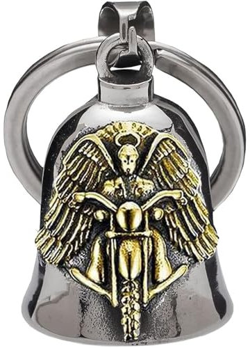 HEYOMI Biker Bell Motorrad Glöckchen mit Schlüsselanhänger Guardian Bell für Motorrad Zubehör, Glocke glücksbringer (Goldene)