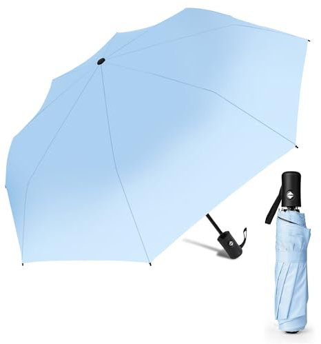 AiQInu Regenschirm Sturmfest, Schirm Automatik mit 8 Rippen Schirm für Erwachsene, Kinder - Blau